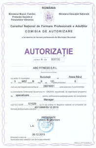autorizatie curs manager