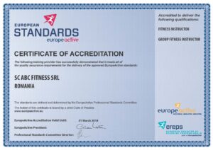 europeactive certificat de acreditare curs instructor fitness
