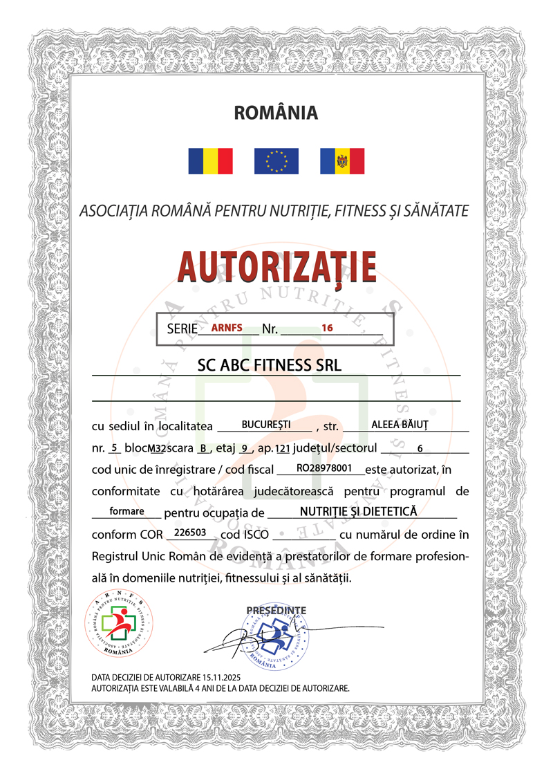 autorizatie nutritie si dietetica